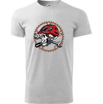 Lebka biker opravář - Triko extra velké (5-8XL) - 8XL ( Světlešedý Melír )