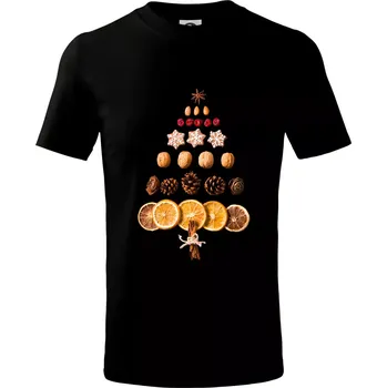 Chlapecké tričko Vánoční stromeček ze sušených plodů - Tričko dětské bavlněné - 134 cm/8 let ( Černá )