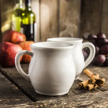 Kameninové hrnky na svařené víno s uchem KERA CERAMIKA TRIO bílé 220 ml 2 ks