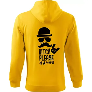 Pánská mikina Bitch please! Mustache - Mikina s kapucí na zip trendy zipper - 2XL ( Žlutá )