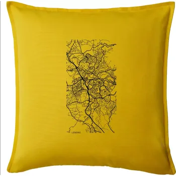 Polštář Černobílá mapa Liberec - Polštář 50x50 - 50x50 - Pouze potah ( Žlutá )