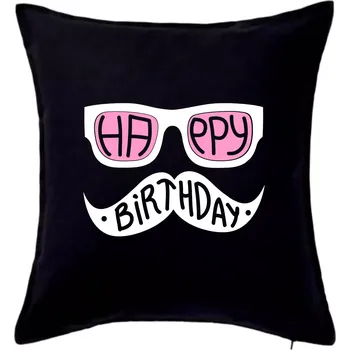 Polštář Mustache narozeniny - brýle - Polštář 50x50 - 50x50 - Pouze potah ( Černá )