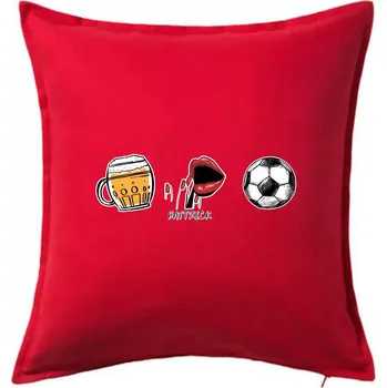 Polštář Hattrick fotbal - Polštář 50x50 - 50x50 - Pouze potah ( Červená )