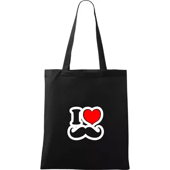 i love mustache - obrys - Taška bavlněná - 42 x 38 cm ( Černá )