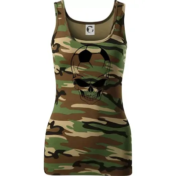 Dámské tričko Fotbal lebka míč - Dámské Maskáčové tílko - M ( Hnědý maskáč )