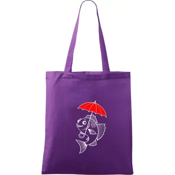 Ryba s deštníkem - Taška bavlněná - 42 x 38 cm ( Fialová )