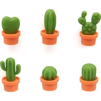 Dekorativní magnet QUALY Cactus 6 ks zeleno-oranžové – plastové magnety na lednici