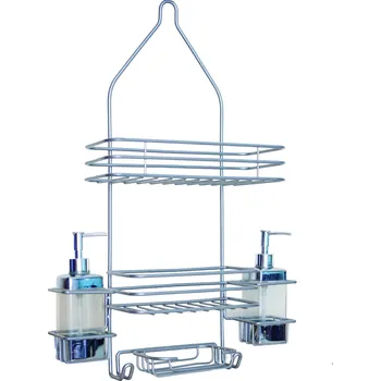 Koupelnový nábytek Koupelnová polička 3-úrovňová pod sprchu kovová s dávkovači RAYEN