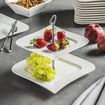 AMBITION Wave 24,5 x 24,5 cm - porcelánový 2 patrový stojan na dort, cukroví a ovoce