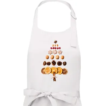 Kuchyňská zástěra Vánoční stromeček ze sušených plodů - Dámská zástěra na vaření - Univerzální velikost ( Bílá )
