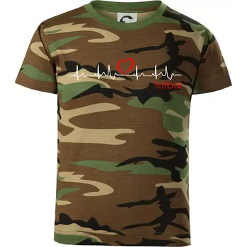 Chlapecké tričko Moje srdce bije pro fotbal - Dětské maskáčové triko - 134 cm/8 let ( Hnědý maskáč )