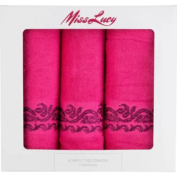 Utěrka Bavlněné ručníky MISS LUCY EMBROIDER RŮŽOVÉ 3&nbsp;ks