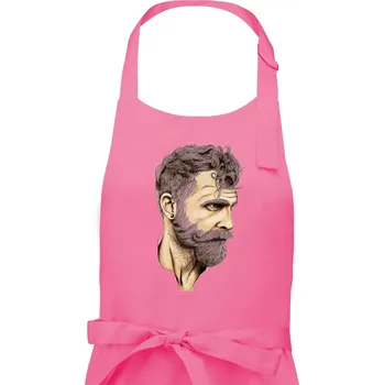 Kuchyňská zástěra Mustache man - Pánská zástěra na vaření - Univerzální velikost ( Růžová )
