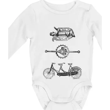 Cycling vintage - Body kojenecké s dlouhým rukávem - Dlouhý r. do 3 měs ( Bílá )