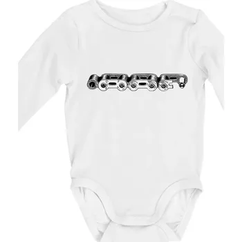 Kojenecký body Cyklistický řetěz nákres - Body kojenecké s dlouhým rukávem - Dlouhý r. do 3 měs ( Bílá )