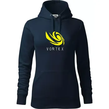 Dámská mikina Vortex logo barevné - Mikina dámská Cape s kapucí - M ( Námořní modrá (velmi tmavá - téměř černá) )