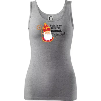 Dámské tričko Byla jsem celý rok hodná, Mikuláši! - Dámské tílko - M ( Tmavě šedý melír )