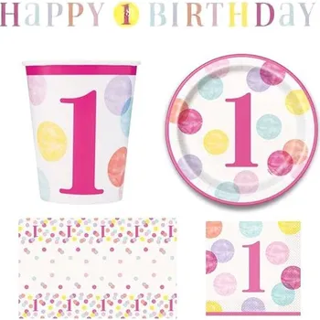 Karnevalový kostým GODAN Dětská narozeninová sada 1.narozeniny holka, 10 osob