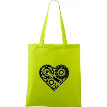 Srdce plné cyklo dílů - Taška bavlněná - 42 x 38 cm ( Limetková )