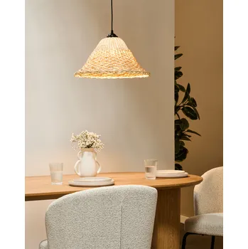 Závěsná lampa z přírodního bambusu a ratanu závěsné svítidlo ve stylu boho ručně tkané osvětlení Beliani