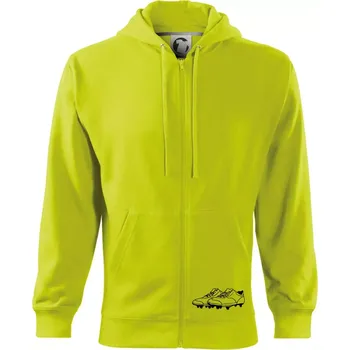 Pánská mikina FOOTBALL nápis šikmo - Mikina s kapucí na zip trendy zipper - L ( Limetková )