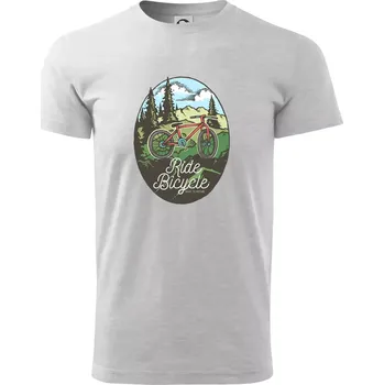 Pánské tričko Ride Bicycle Nature - Triko extra velké (5-8XL) - 7XL ( Světlešedý Melír )