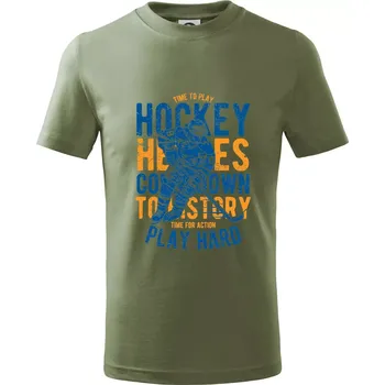Dětská móda Time To Play Hockey - Tričko dětské bavlněné - 146 cm/10 let ( Khaki )