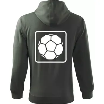 Pánská mikina Fotbalový míč emblem - Mikina s kapucí na zip trendy zipper - M ( Tmavá břidlice (šedá se zeleným nádechem) )