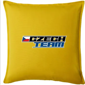 Polštář Czech team s vlajkou - Mistrovství světa v ledním hokeji 2025 - Polštář 50x50 - 50x50 - Pouze potah ( Žlutá )