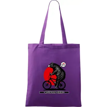 Nákupní taška MTB medvěd - Taška bavlněná - 42 x 38 cm ( Fialová )
