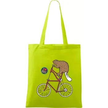 Bobr na kole - Taška bavlněná - 42 x 38 cm ( Limetková )