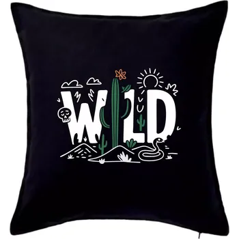 Polštář Wild - kaktusy - Polštář 50x50 - 50x50 - Pouze potah ( Černá )