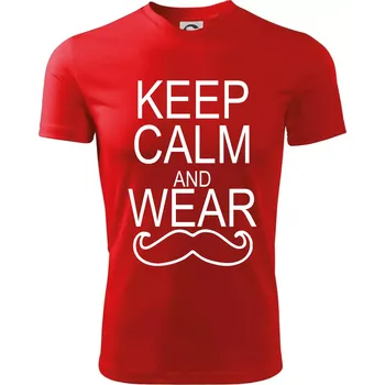 Chlapecké tričko Keep calm and wear mustache - Dětské triko sportovní (dresovina) - 158 cm/12 let ( Červená )