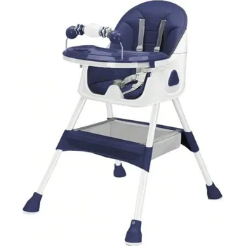 dětská jídelní sada Skládací dětská jídelní židlička 94x70x65 cm pro děti od 6 měsíců s protiskluzovou podložkou a stojanem na hračky Snadné čištění krmení tmavě modrá