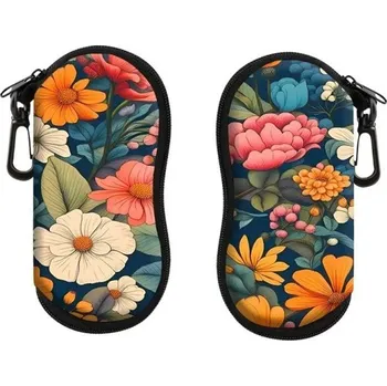 Pouzdro na brýle 17,9 x 8,5 cm s motivem vlčího máku Zip s karabinou Ochrana a stylové uložení na cesty i domů vícebarevná