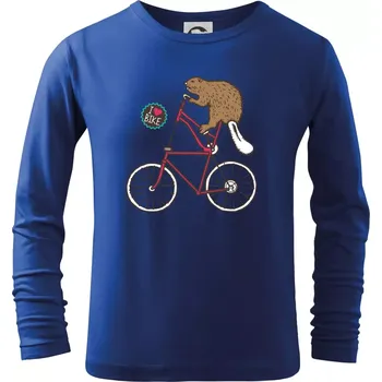 Chlapecké tričko Bobr na kole - Triko dětské Long Sleeve - 122 cm/6 let ( Královská modrá )
