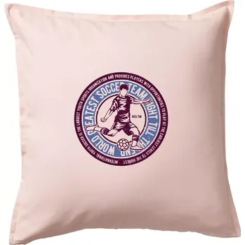 Polštář Soccer kulatý motiv - Polštář 50x50 - 50x50 - Včetně výplně ( Světle růžová )