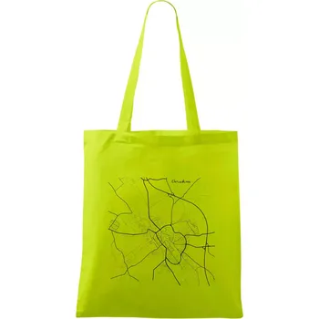 Černobílá mapa Chrudim - Taška bavlněná - 42 x 38 cm ( Limetková )