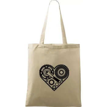 Nákupní taška Srdce plné cyklo dílů - Taška bavlněná - 42 x 38 cm ( Naturální )