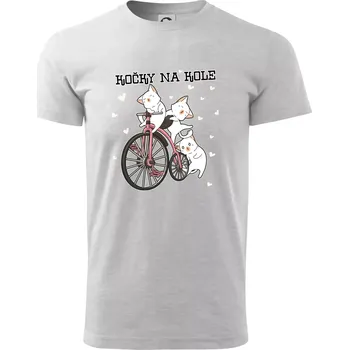 Pánské tričko Kočky na kole - Triko extra velké (5-8XL) - 7XL ( Světlešedý Melír )