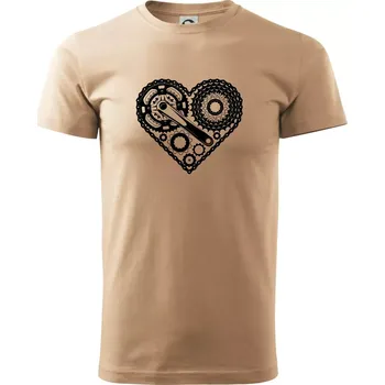 Pánské oblečení Srdce plné cyklo dílů - Klasické pánské triko vyšší gramáže - M ( Písková )