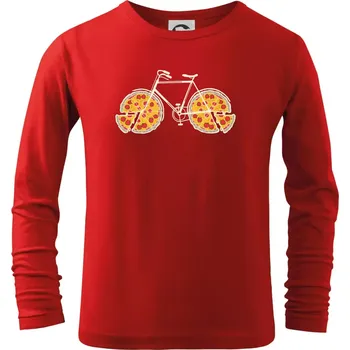 Chlapecké tričko Pizza kolo - Triko dětské Long Sleeve - 122 cm/6 let ( Červená )