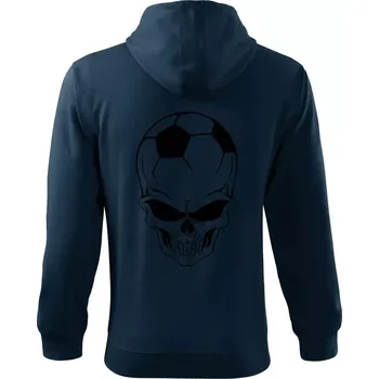 Pánská mikina Fotbal lebka míč - Mikina s kapucí na zip trendy zipper - S ( Námořní modrá (velmi tmavá - téměř černá) )