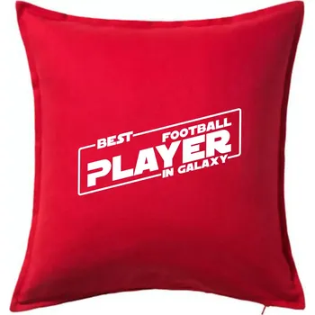 Polštář Best football player in galaxy - Polštář 50x50 - 50x50 - Pouze potah ( Červená )