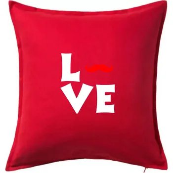Polštář Love mustache - Polštář 50x50 - 50x50 - Pouze potah ( Červená )