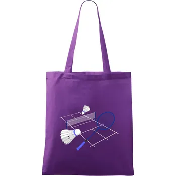 Nákupní taška Badminton - hřiště - Taška bavlněná - 42 x 38 cm ( Fialová )