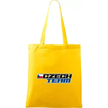 Czech team s vlajkou - Mistrovství světa v ledním hokeji 2026 - Taška bavlněná - 42 x 38 cm ( Žlutá )
