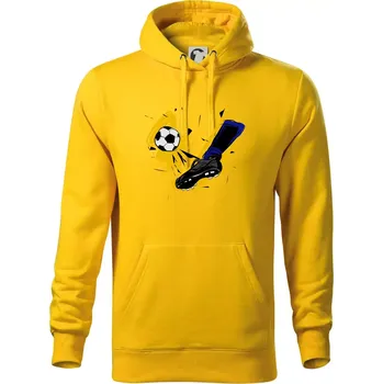 Pánská mikina Kopačka s míčem - Mikina pánská Cape s kapucí - 3XL ( Žlutá )
