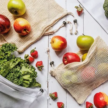 Sáček na potraviny ZASSENHAUS Reusable 3 ks béžové - opakovaně použitelné bavlněné sáčky na zeleninu