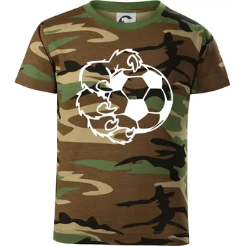 Chlapecké tričko Medvědí tlapa fotbal - Dětské maskáčové triko - 104-110cm / 3-4 roky ( Hnědý maskáč )